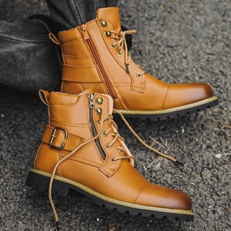 Men'S Shoes For Suits - Quality Men Leather Boots Metal Double