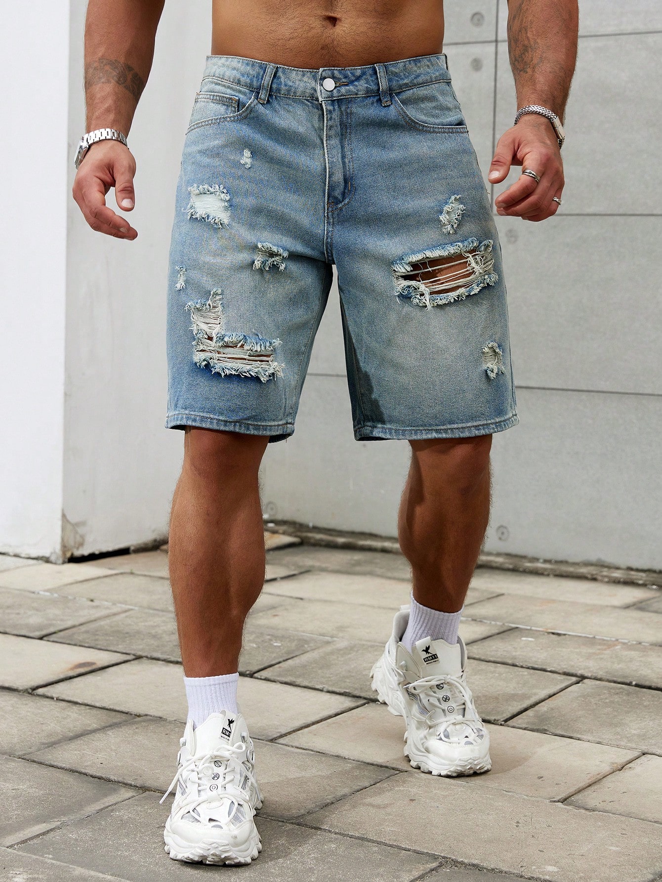 New Fashion Mens Ripped Short  - Men'S Shoes With Jeans ulasan dan harga