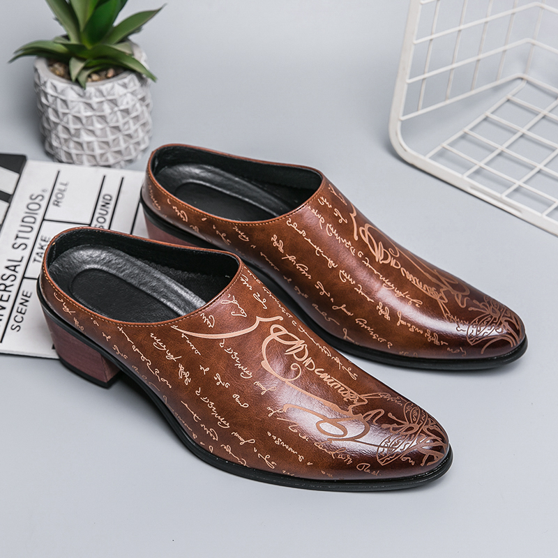 Men Brown Leather Mules Slippe - Shoes Heels Men ulasan dan harga