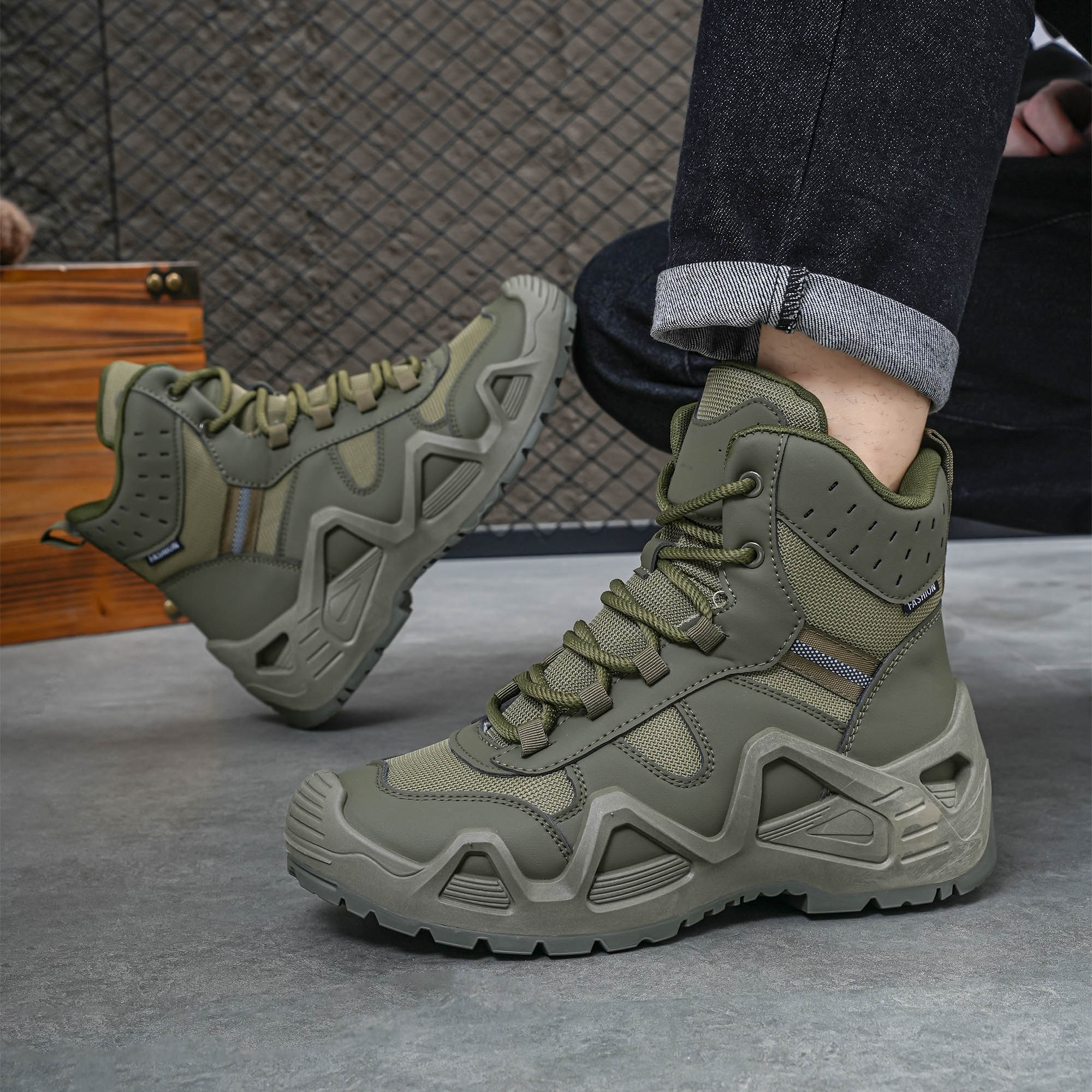Men's high top boots, hiking b - Men'S Shoes Daily Use ulasan dan harga
