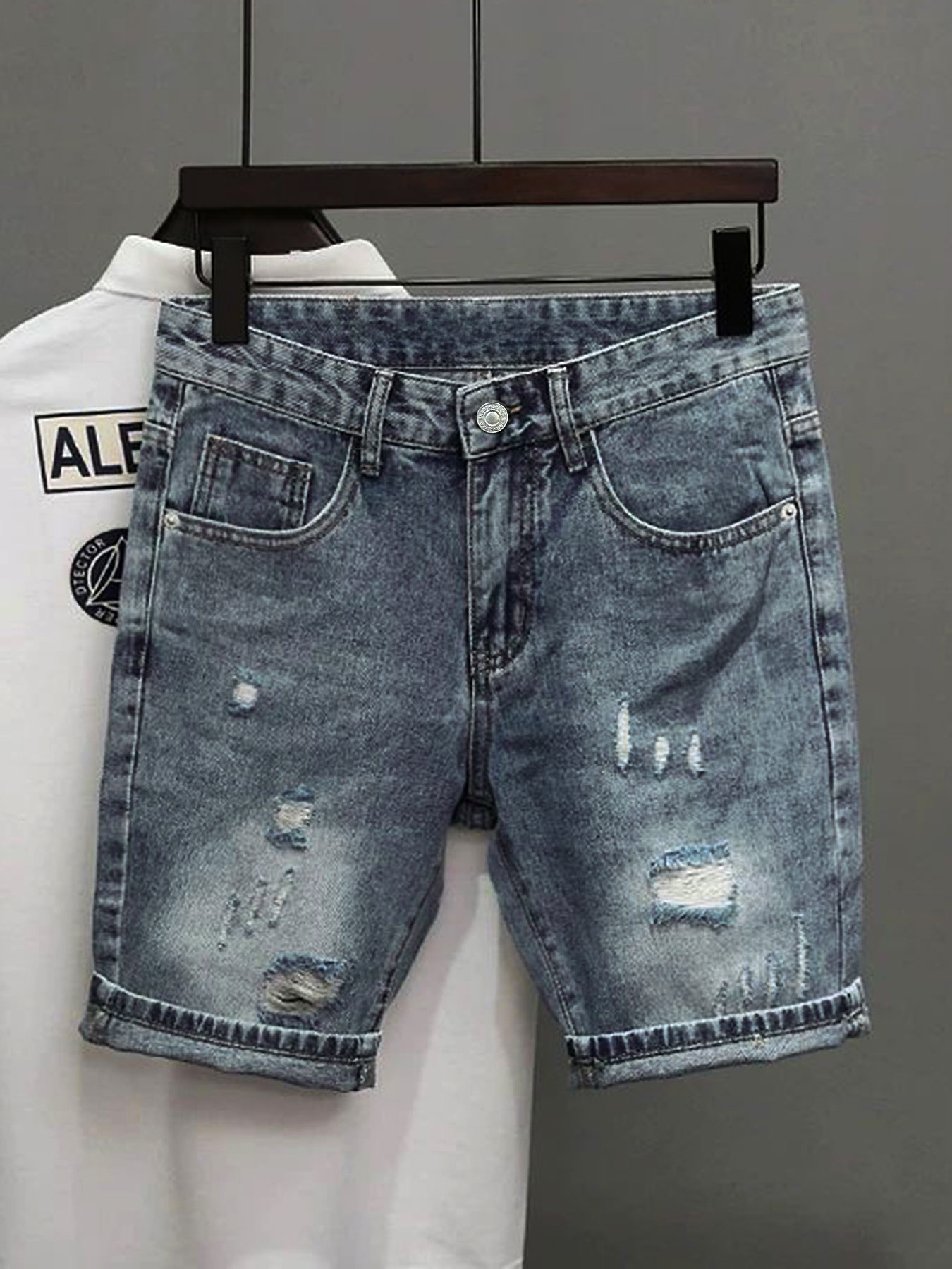 Light Blue Denim Shorts Men's  - Men'S Shoes With Jeans ulasan dan harga